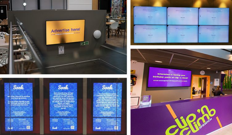 Examples of digital signage installed by Hughes